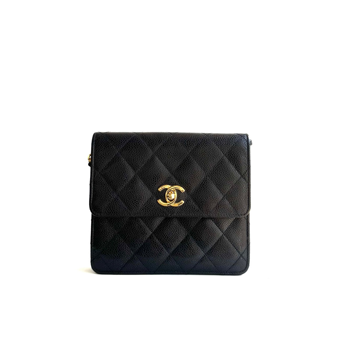 Paris, 2 Series Chain Black Caviar Mini with seal and card