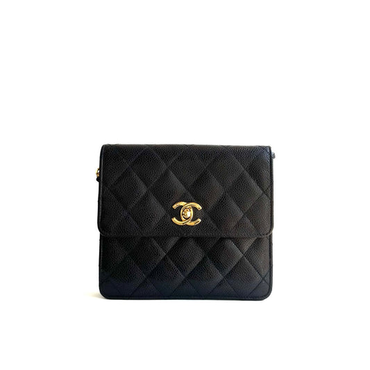 Paris, 2 Series Chain Black Caviar Mini with seal and card