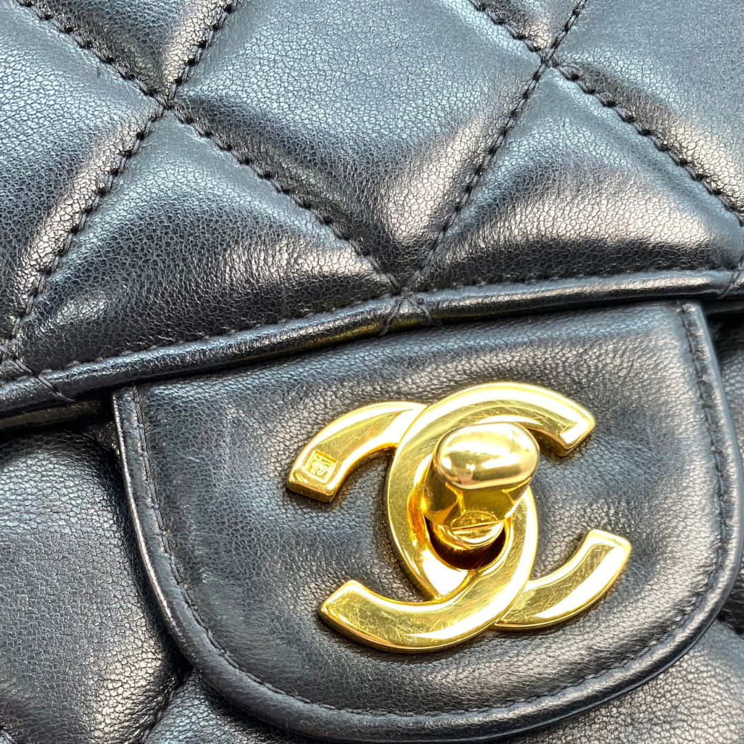 Eito, 4 Series Medium Single Flap Black Lambskin with seal and card