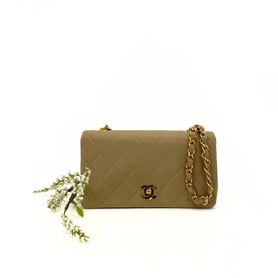 Misaki, 1 Series Mini Full Flap Beige Lambskin with seal and card