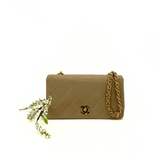 Misaki, 1 Series Mini Full Flap Beige Lambskin with seal and card