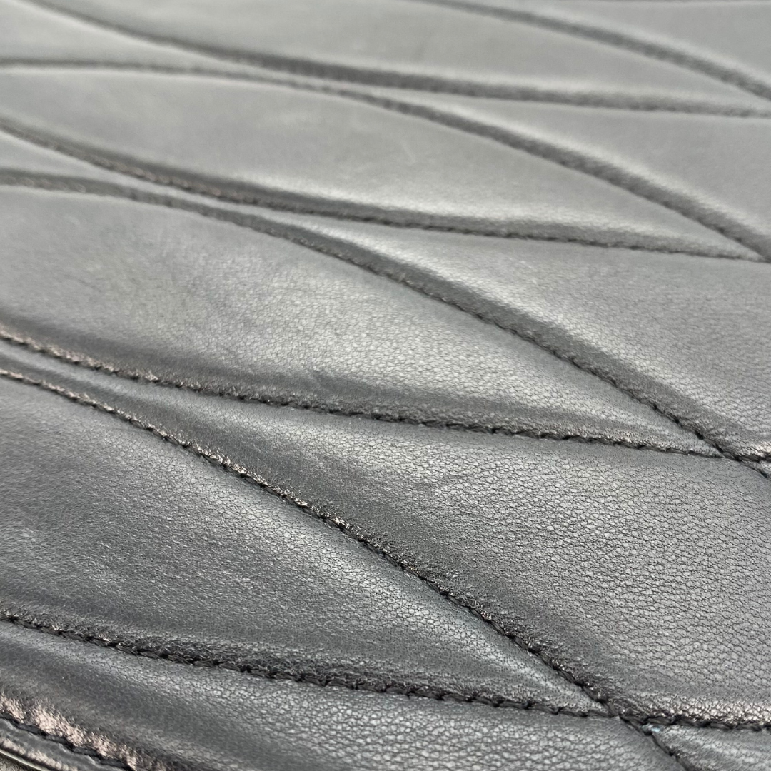 Xarena, 2 Series Curved Stitch Black Lambskin with seal and card