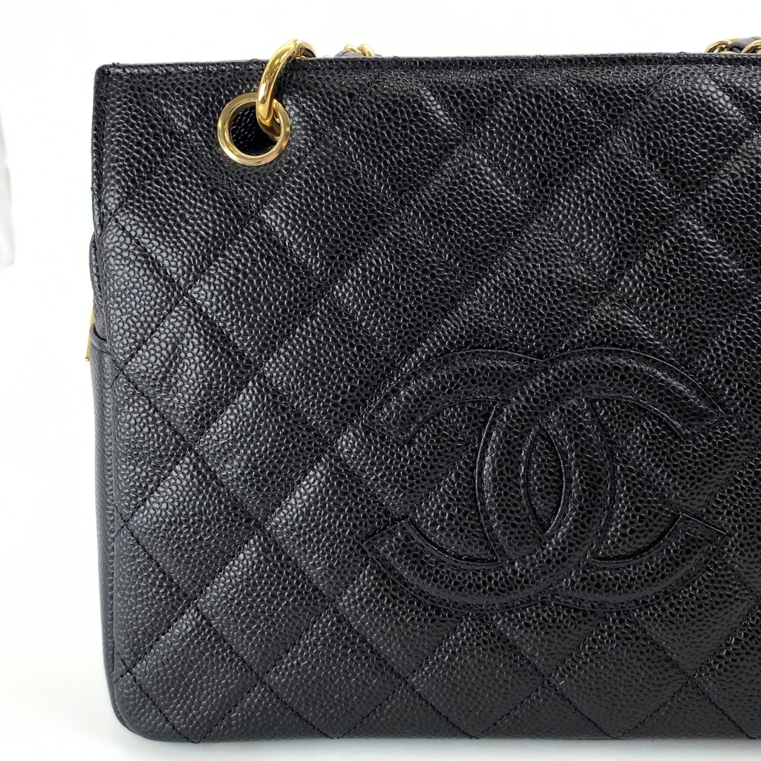 Orion, 7 Series Tote Black Caviar Gold Hardware with seal and card