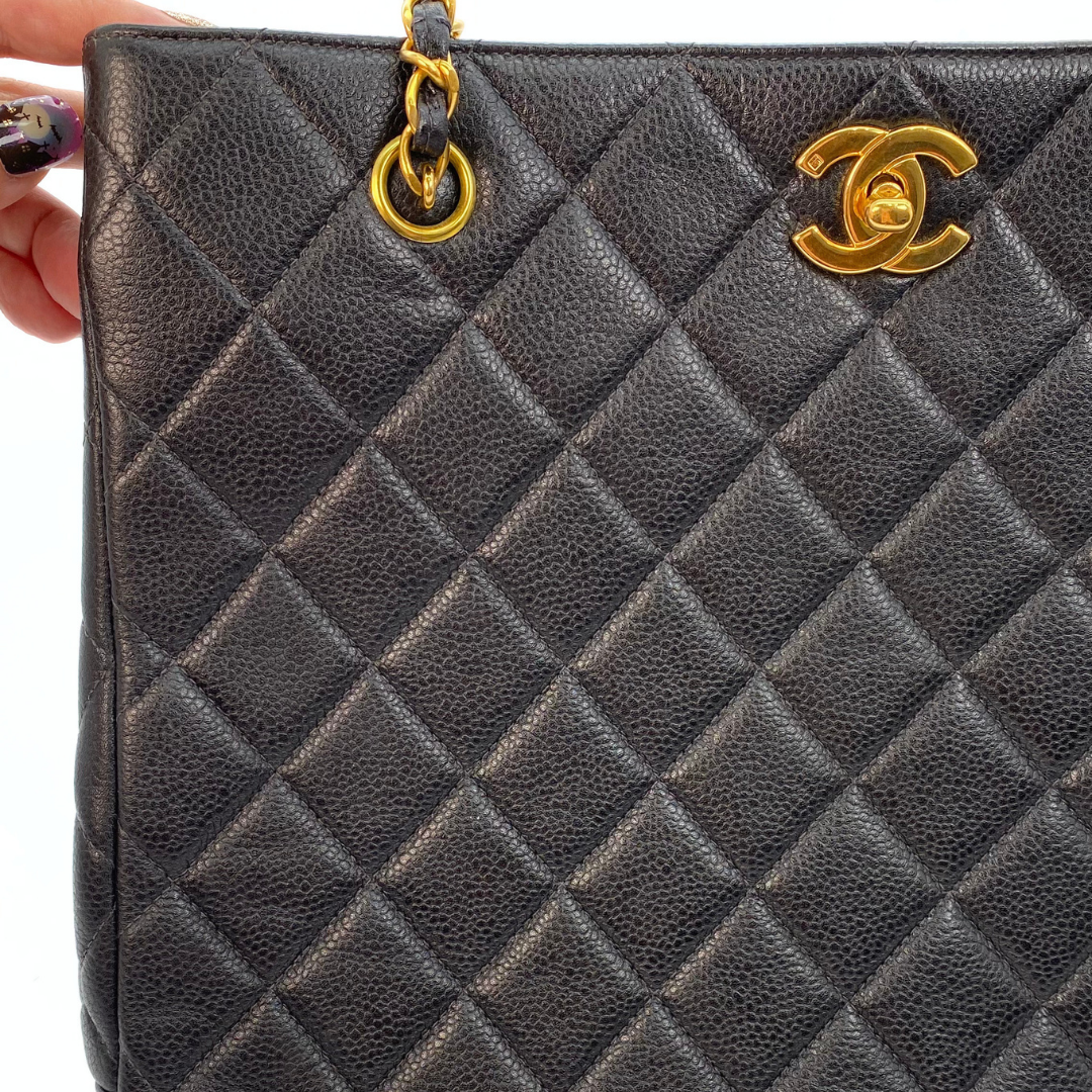 Indira, 4 Series Black Caviar Tote with seal only