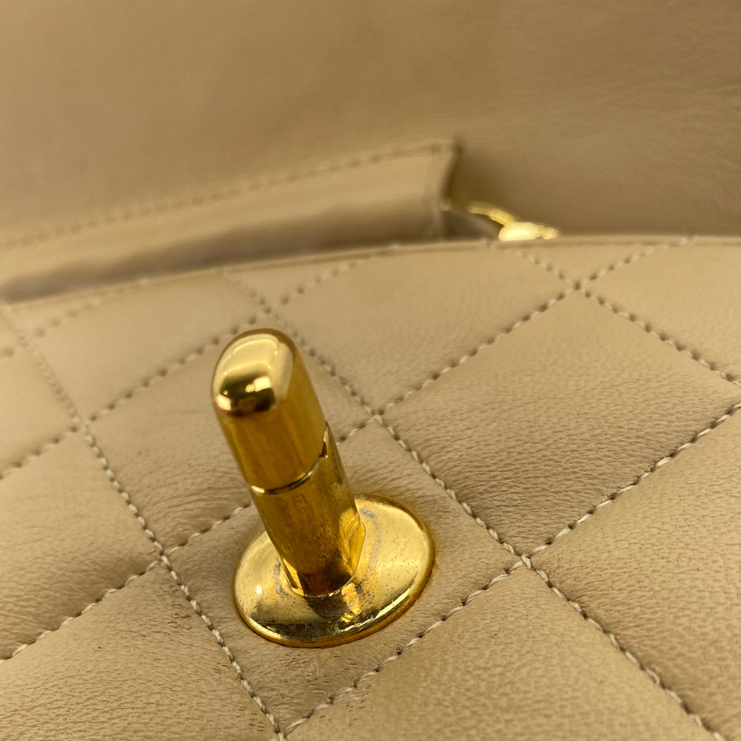 Yejun, 1 Series Double Turn Lock Beige Lambskin with seal and card