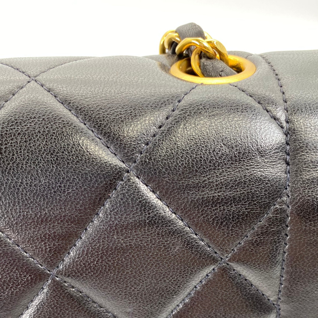 Shiori, 3 Series Medium Diana Black Lambskin with seal and card