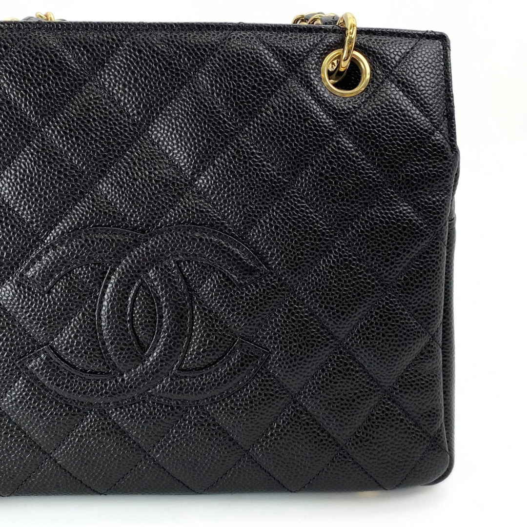 Orion, 7 Series Tote Black Caviar Gold Hardware with seal and card