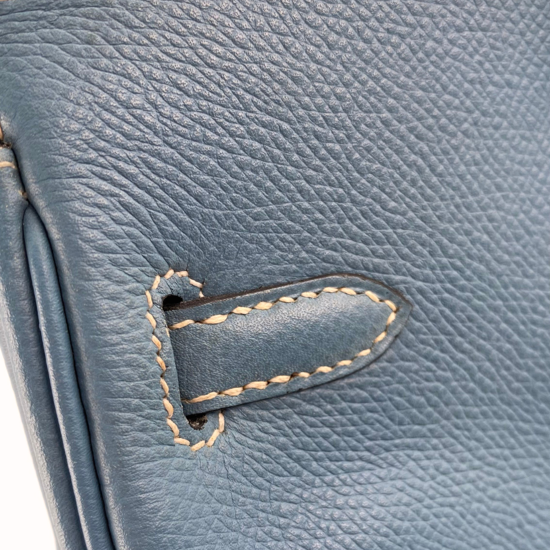 Romilly, 2006 Birkin 25 Blue Jean Veau Epsom Palladium Hardware with stamp □J