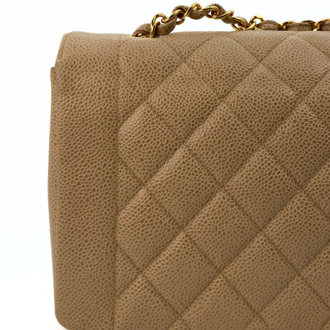 Gautier, 3 Series Medium Diana Beige Caviar with seal and card