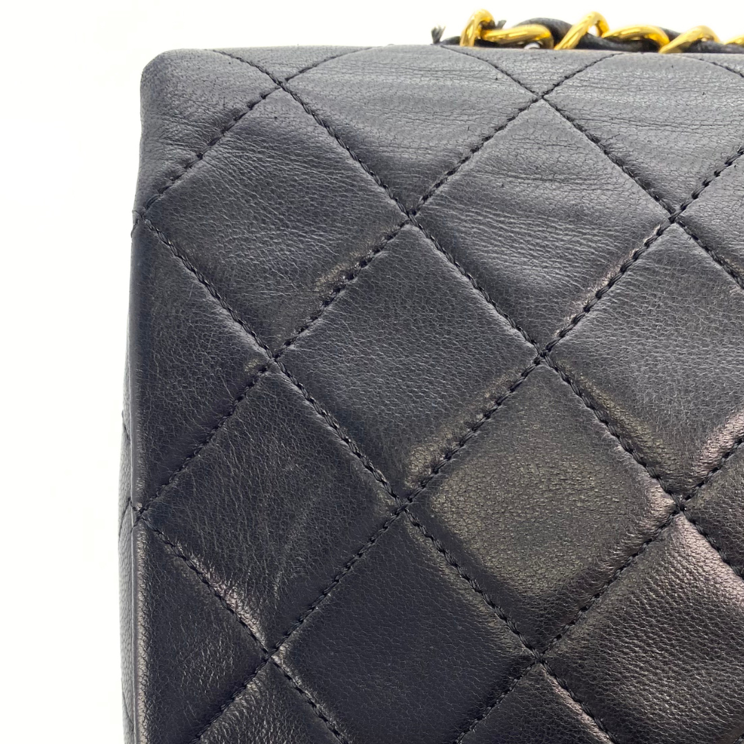 Evadne, 1 Series Small Full Flap Black Lambskin with seal and card