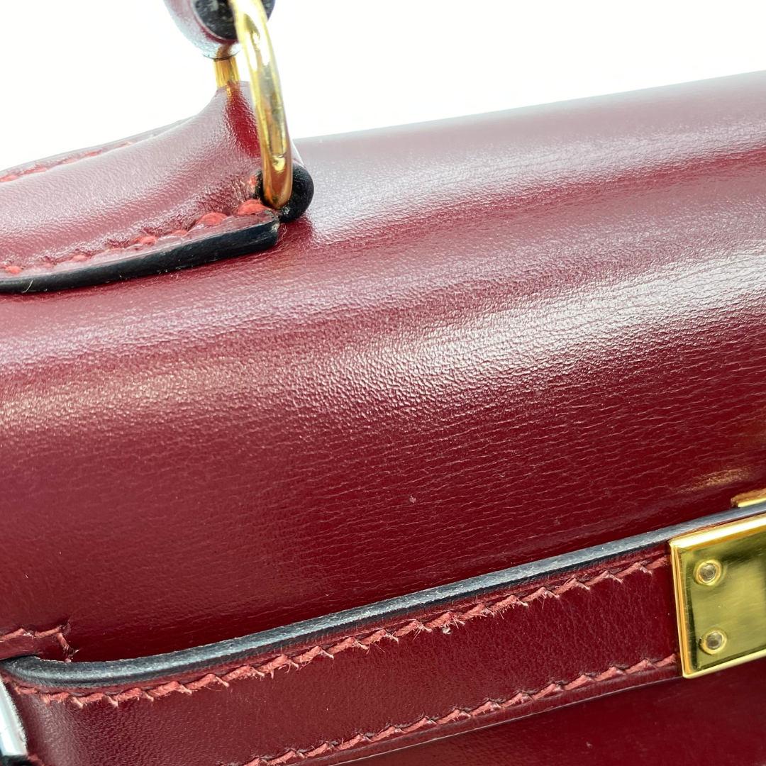 Kumala, 1989 Mini Kelly 20 Boxcalf Rouge Ash with stamp 〇S