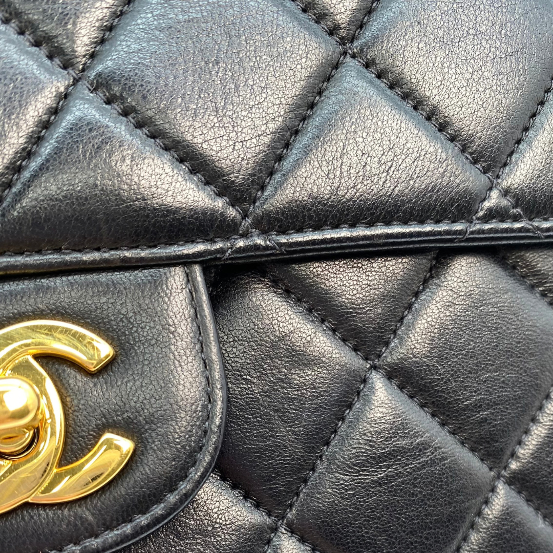 Eito, 4 Series Medium Single Flap Black Lambskin with seal and card