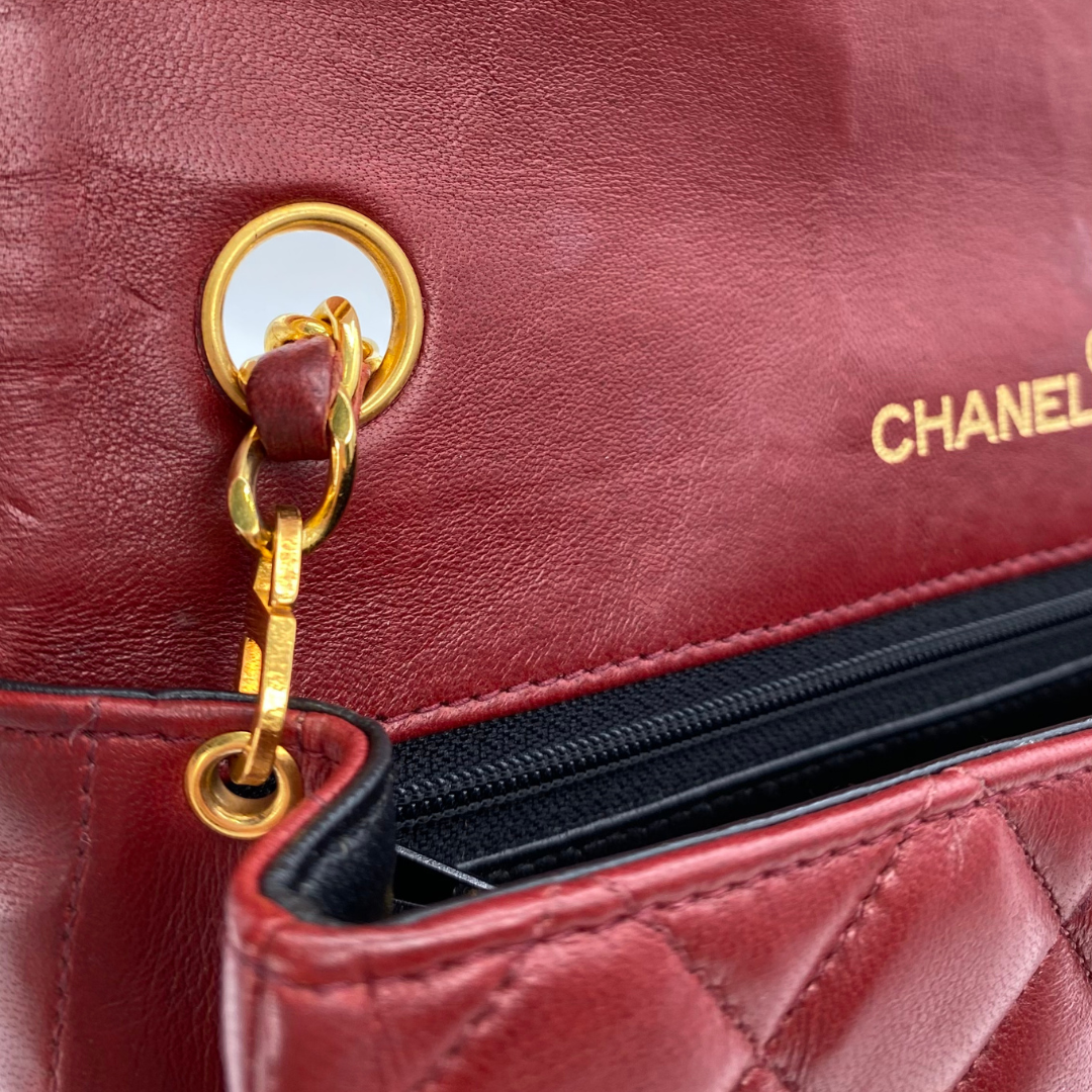 Evren, 1 Series Matelasse Bordeaux Lamb Gold Hardware with seal and card