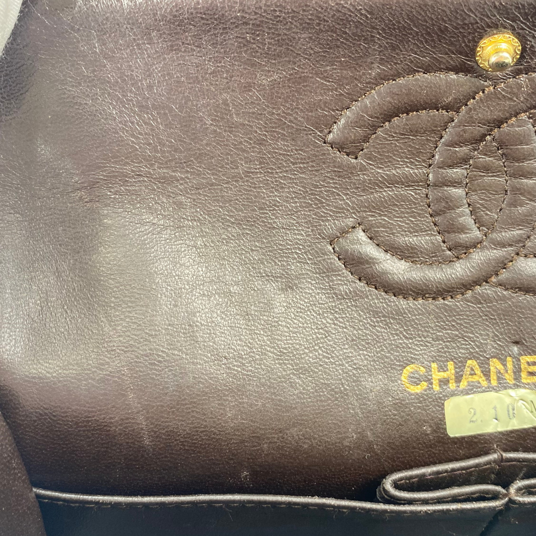 Leandro, 1 Series Small Classic Flap Brown Lambskin with seal only