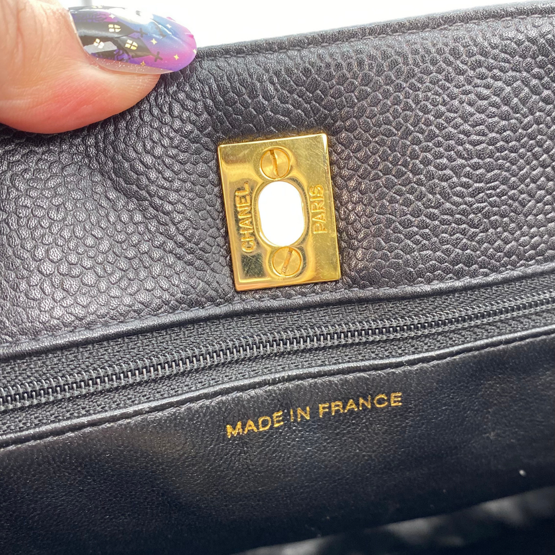 Indira, 4 Series Black Caviar Tote with seal only
