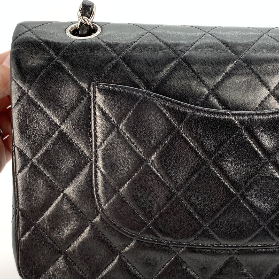 Thiago, 5 Series Medium Black Lambskin Silver Hardware with seal and card