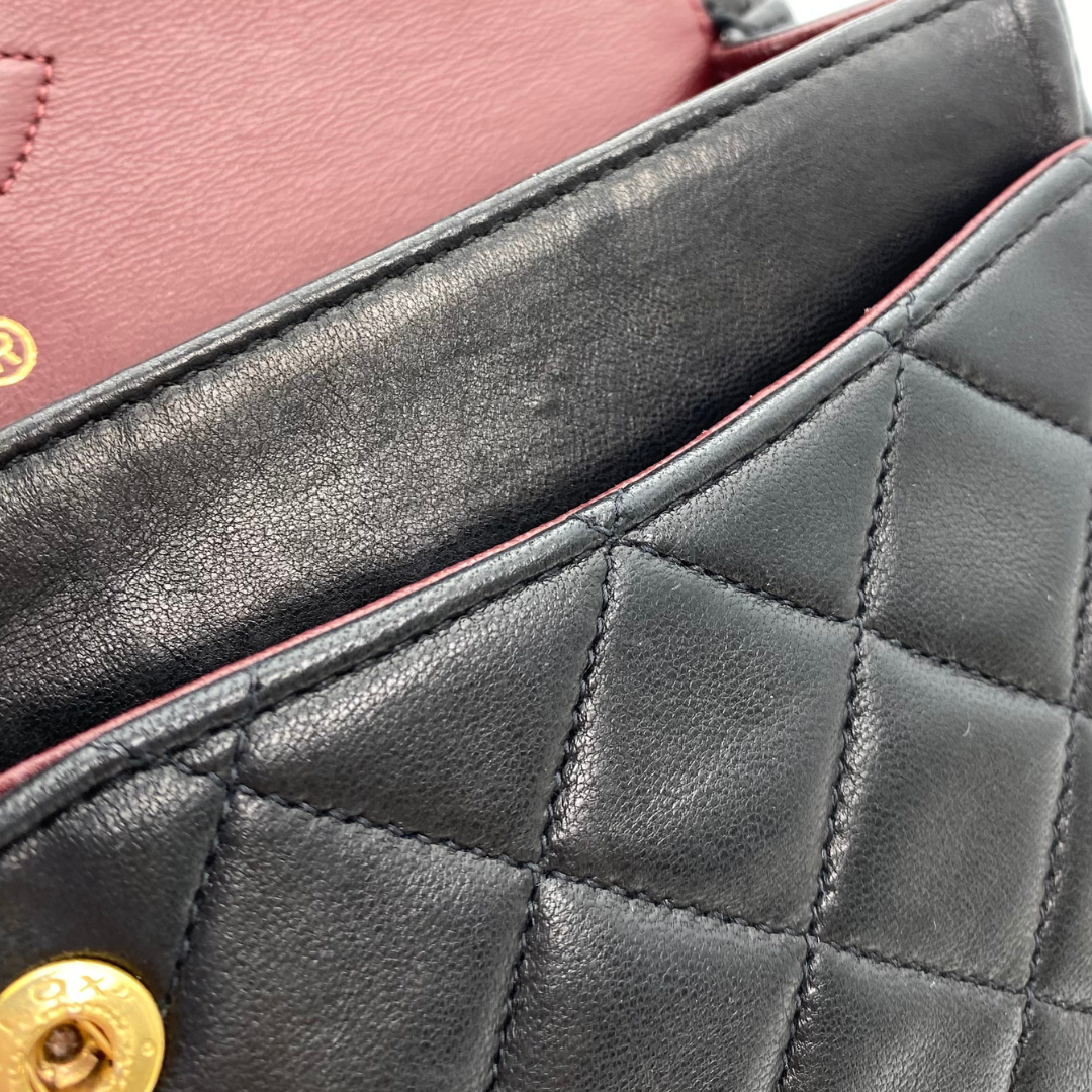 Gleb, 2 Series Small Classic Flap Black Lambskin with seal and card