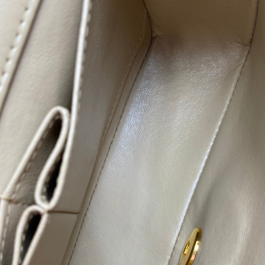 Misaki, 1 Series Mini Full Flap Beige Lambskin with seal and card