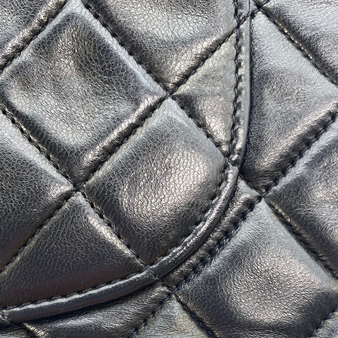 Adara, 3 Series Small Classic Flap Black Lambskin with seal and card