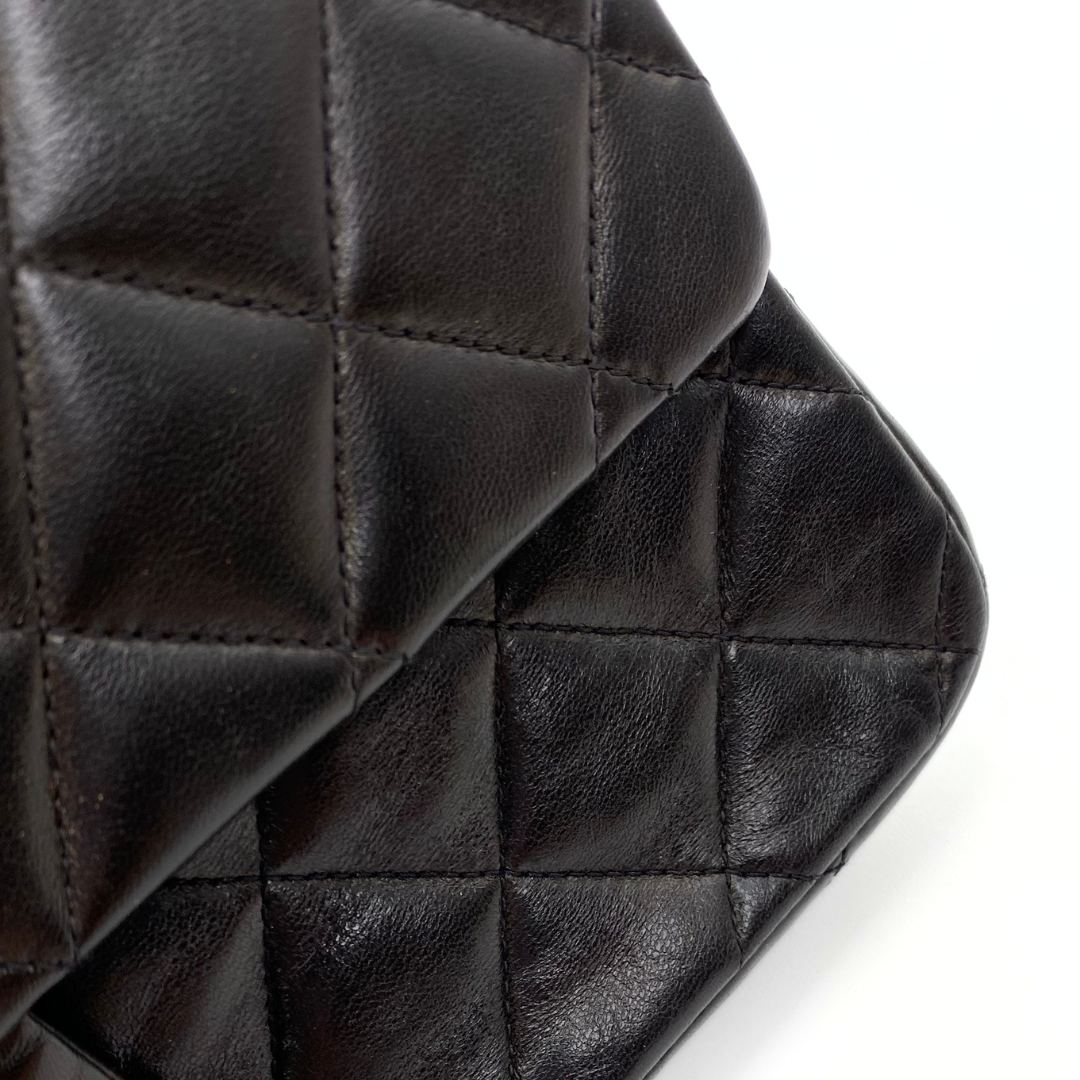 Subaru, 3 Series Medium Classic Flap Black Lambskin with seal and card