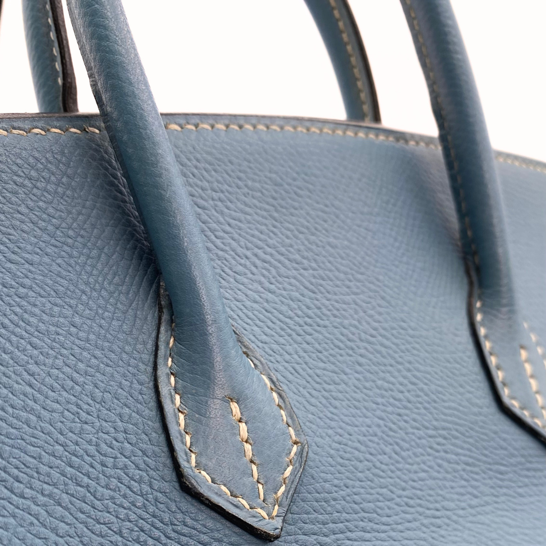 Romilly, 2006 Birkin 25 Blue Jean Veau Epsom Palladium Hardware with stamp □J