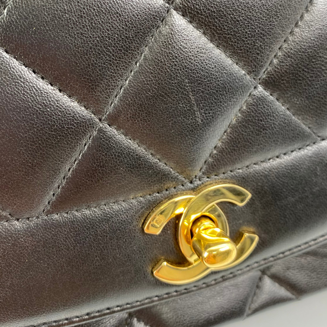 Sorenza, 2 Series Medium Diana Black Lambskin with seal and card