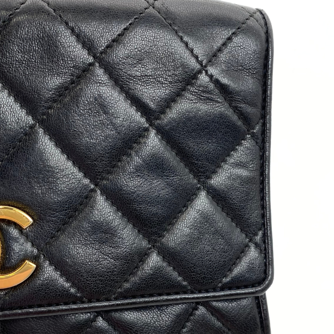 Ritsu, 1 Series Matelasse Black Lambskin with seal and card