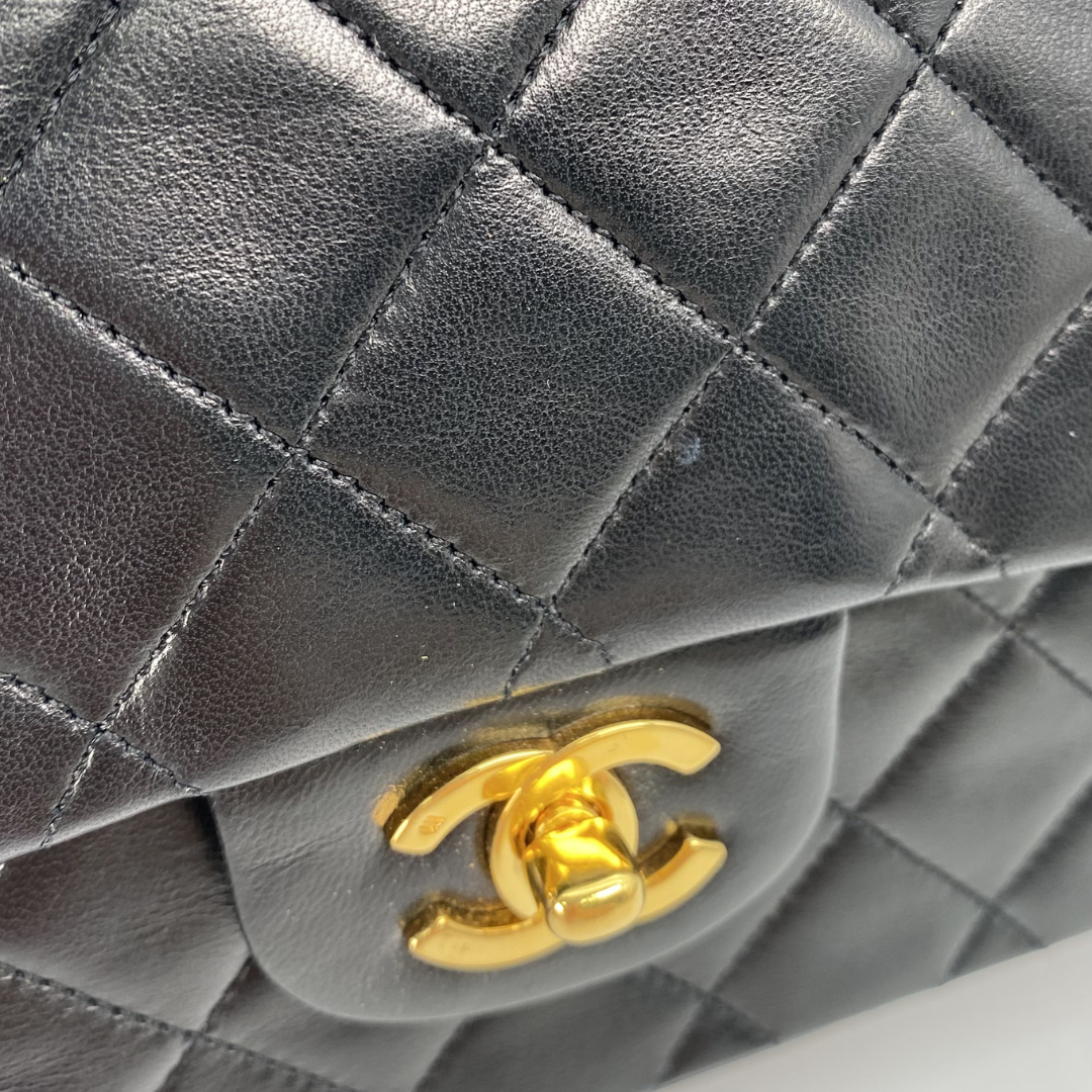 Bodhi, 0 Series Medium Classic Flap Black Lambskin with seal and card