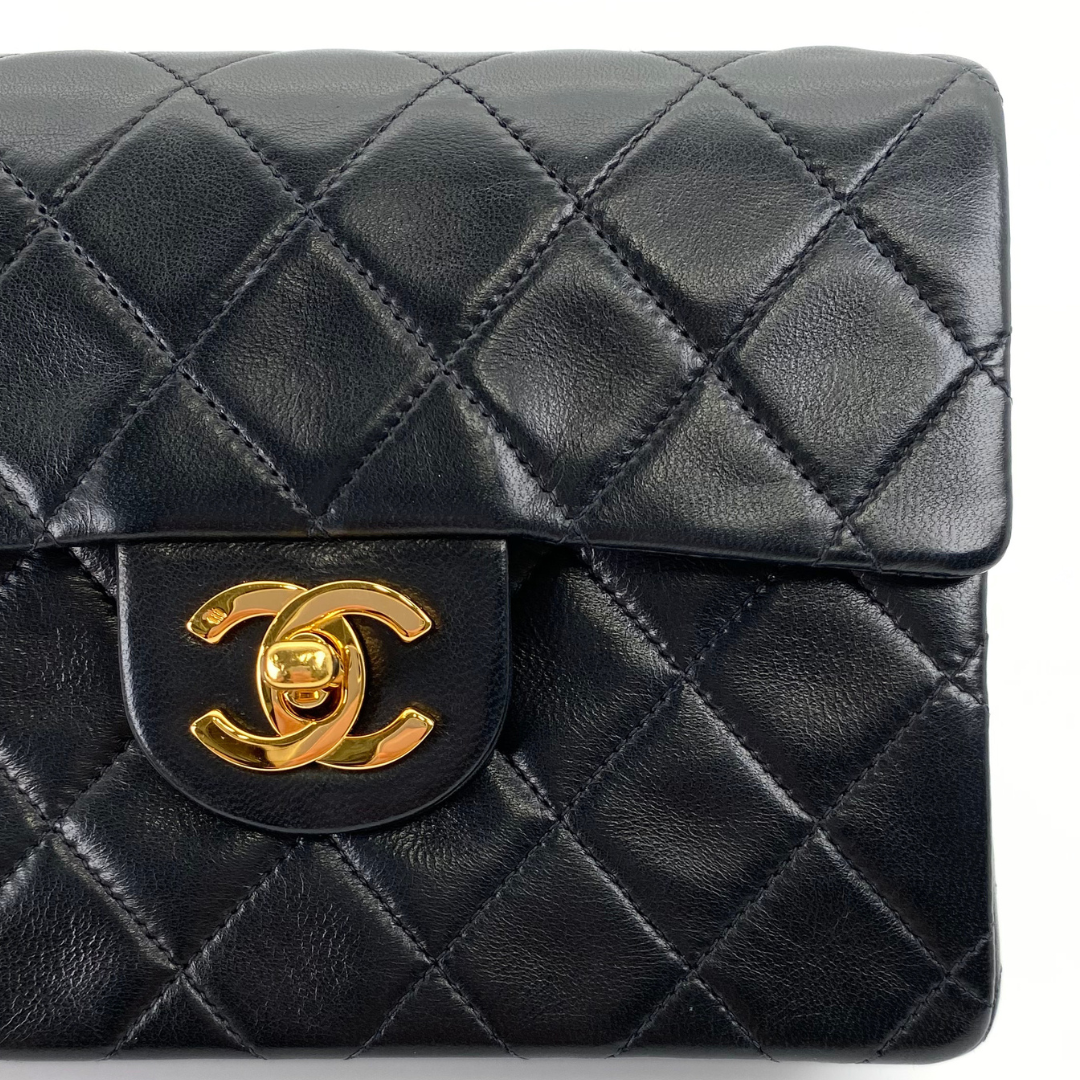 Genji, 2 Series Mini Square 17 Black Lambskin with seal and card