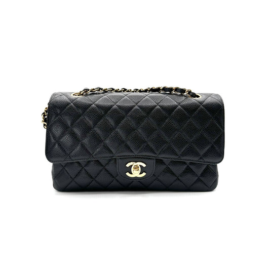 Laurel, 7 series medium classic flap black caviar with seal and card