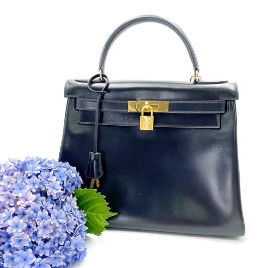 Aldrich, Vintage Authentic Hermes ⭕I 1979 kelly 28 retourne black box GHW