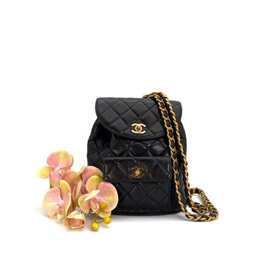 Yeka, 3 Series Black Lambskin Duma Backpack with seal and card