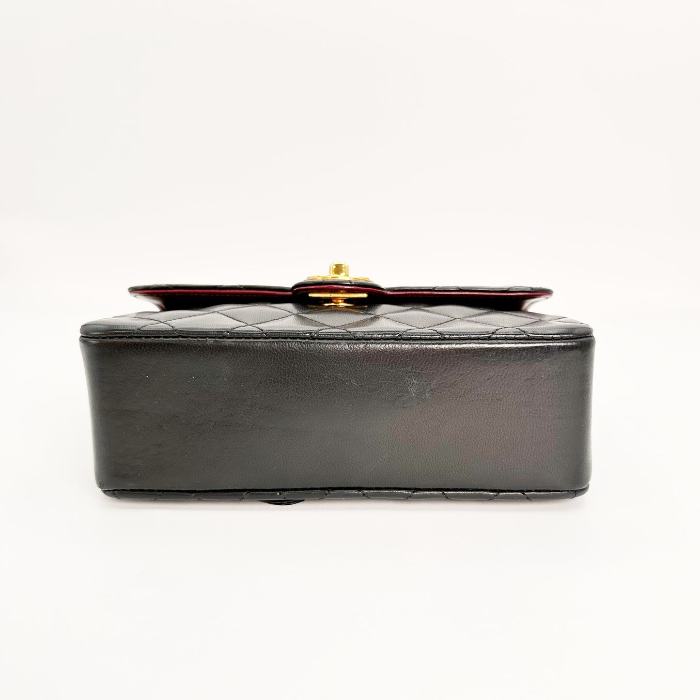 Chinatsu, Vintage Authentic Chanel 1 series mini matelasse black lambskin with seal and card