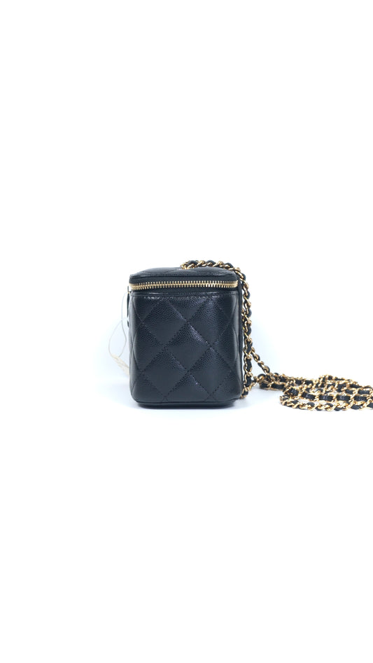 2021 Black Caviar Quilted Vanity Case with GHW