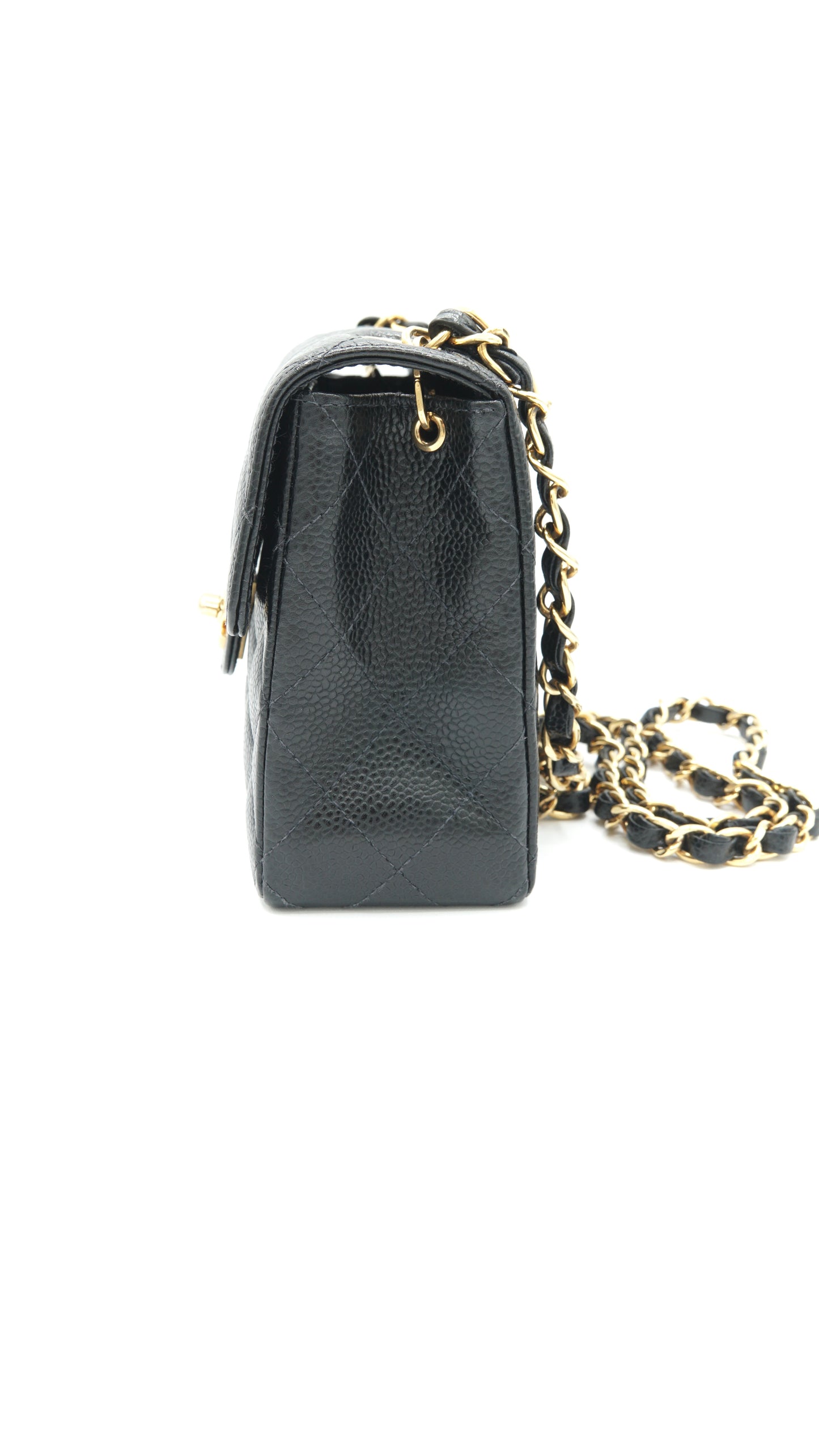 Helgi, Vintage Authentic Chanel 8 series 17cm mini square black caviar with seal and card