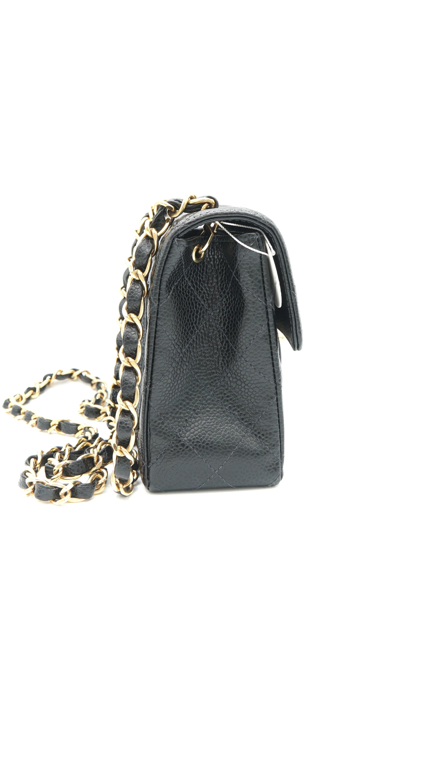 Helgi, Vintage Authentic Chanel 8 series 17cm mini square black caviar with seal and card