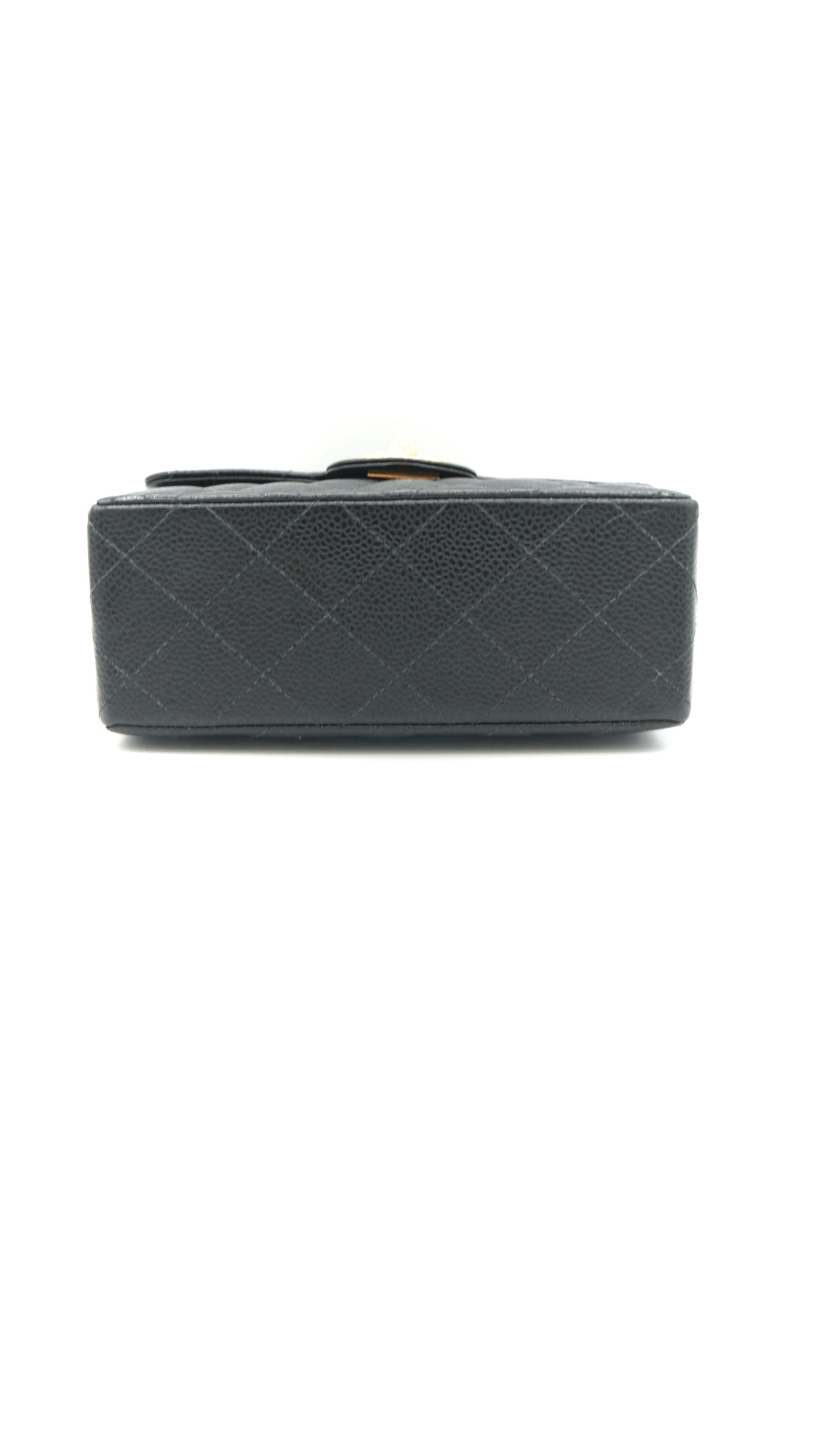 Helgi, Vintage Authentic Chanel 8 series 17cm mini square black caviar with seal and card