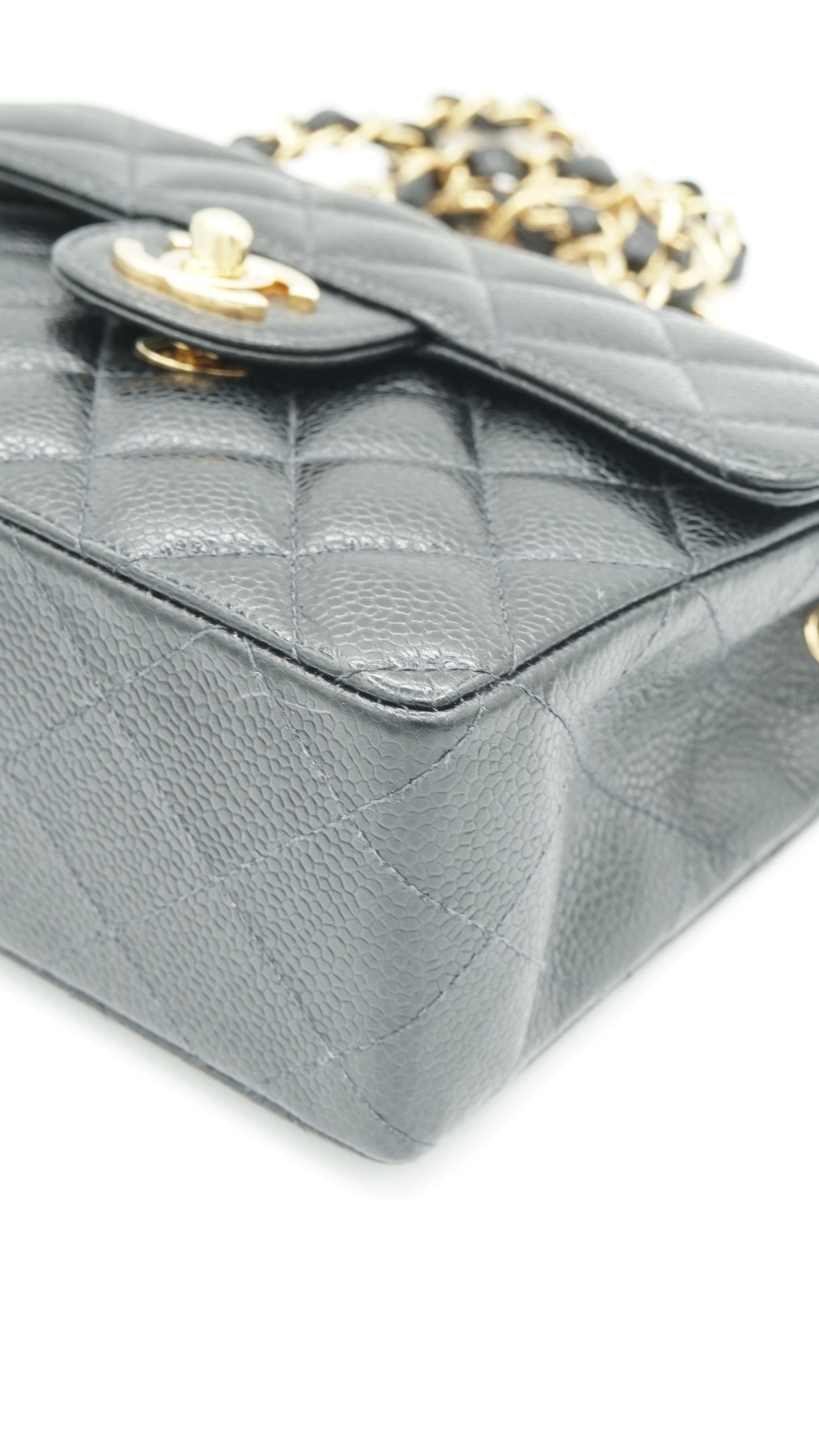 Helgi, Vintage Authentic Chanel 8 series 17cm mini square black caviar with seal and card