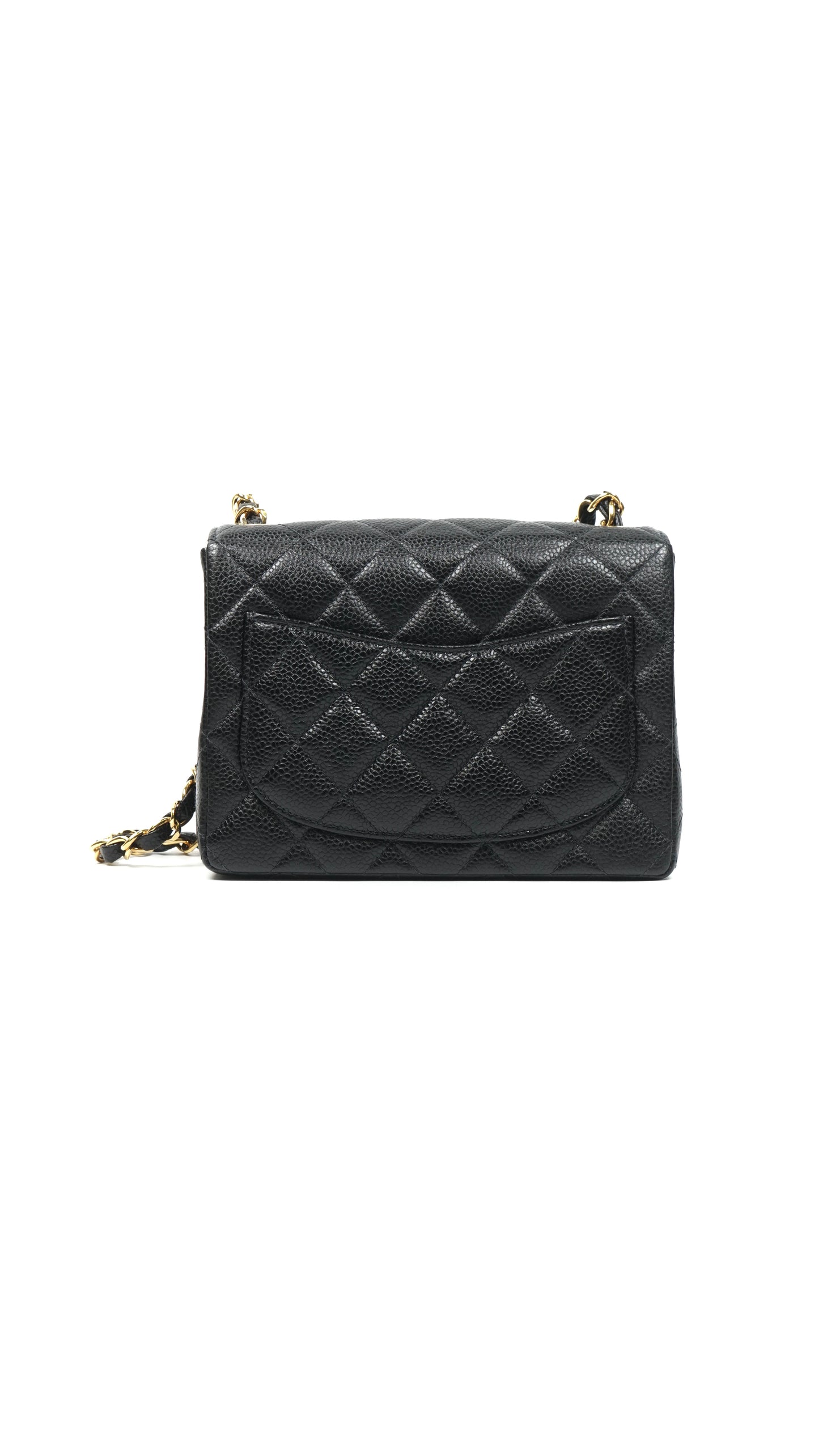 Ayra, Vintage Authentic Chanel 9 series 17cm square mini black caviar with seal and card