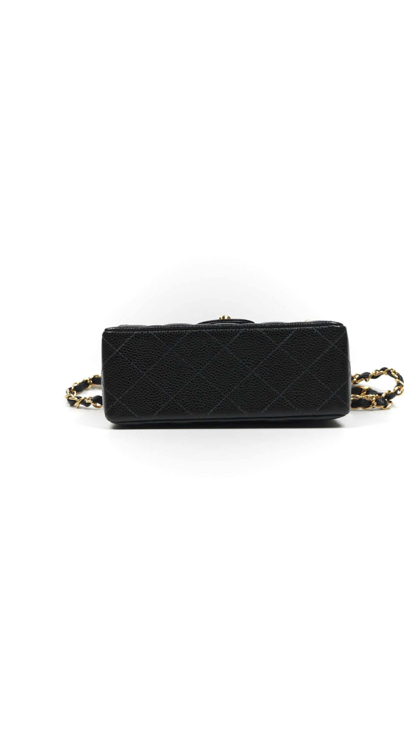 Ayra, Vintage Authentic Chanel 9 series 17cm square mini black caviar with seal and card