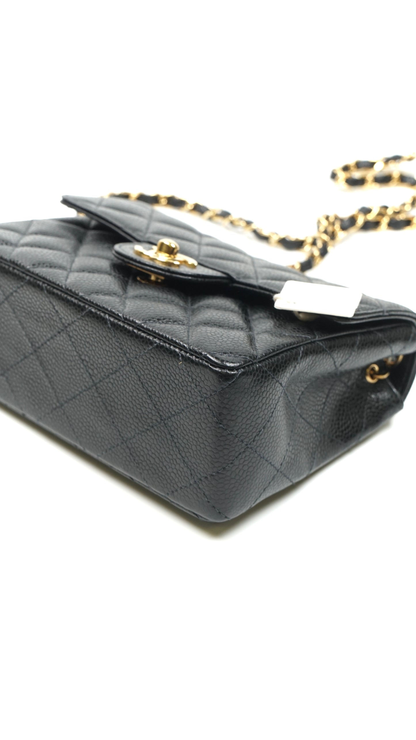 Ayra, Vintage Authentic Chanel 9 series 17cm square mini black caviar with seal and card