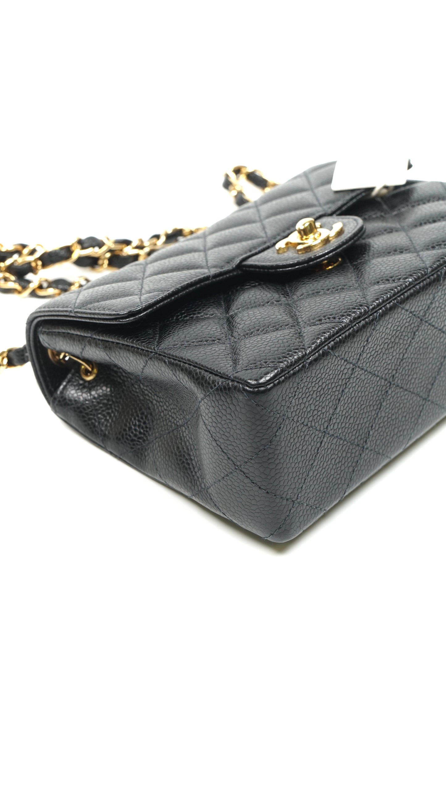 Ayra, Vintage Authentic Chanel 9 series 17cm square mini black caviar with seal and card