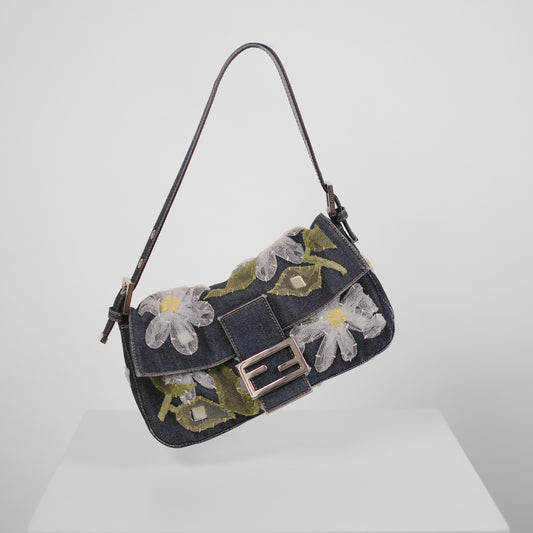 FENDNMB, Denim Flower Mamma Baguette