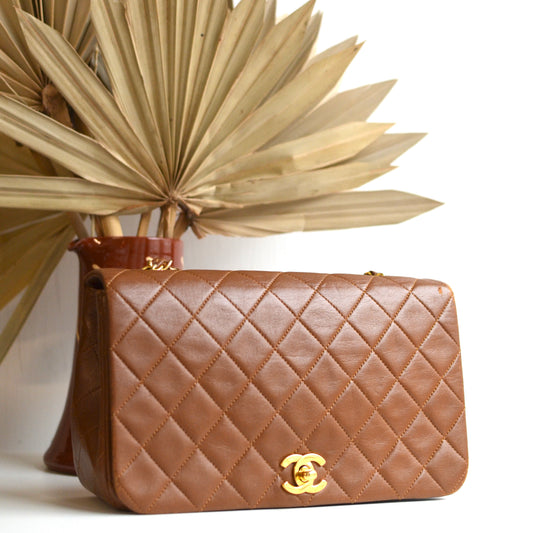 [SPRING SALE] Catriona, 0 series full flap 23cm caramel lambskin with seal