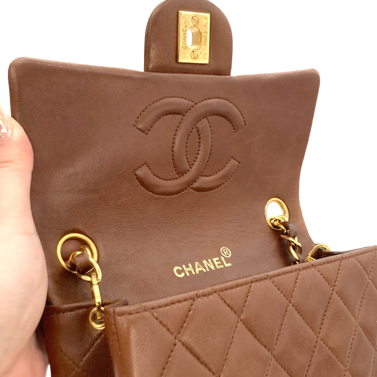 Althea, 2 Series Mini Square 17cm Brown Lambskin with seal only