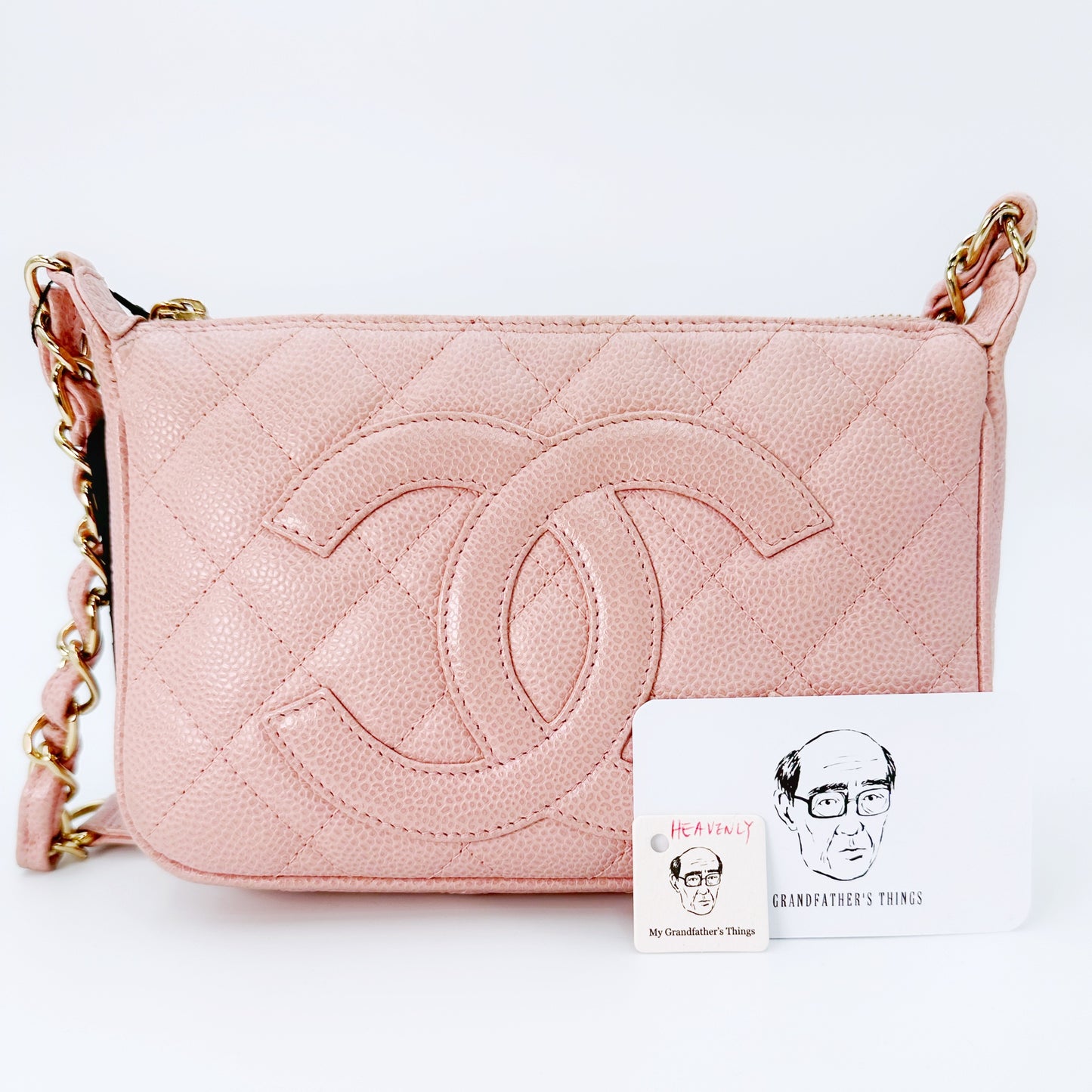 Heavenly, Vintage Authentic Chanel 8 series timeless CC pink caviar with seal