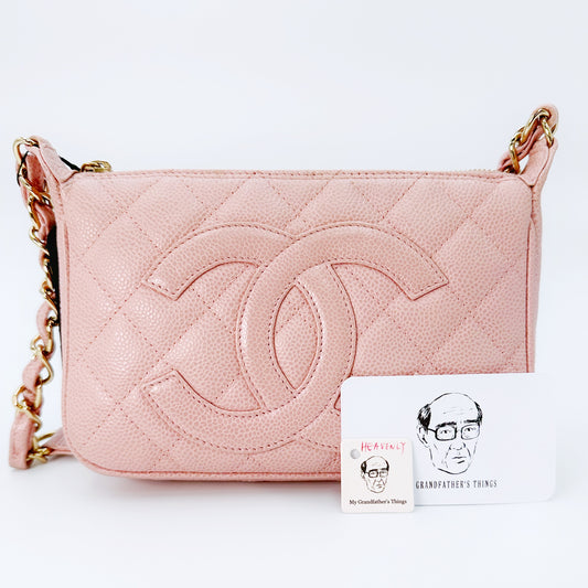 Heavenly, Vintage Authentic Chanel 8 series timeless CC pink caviar with seal