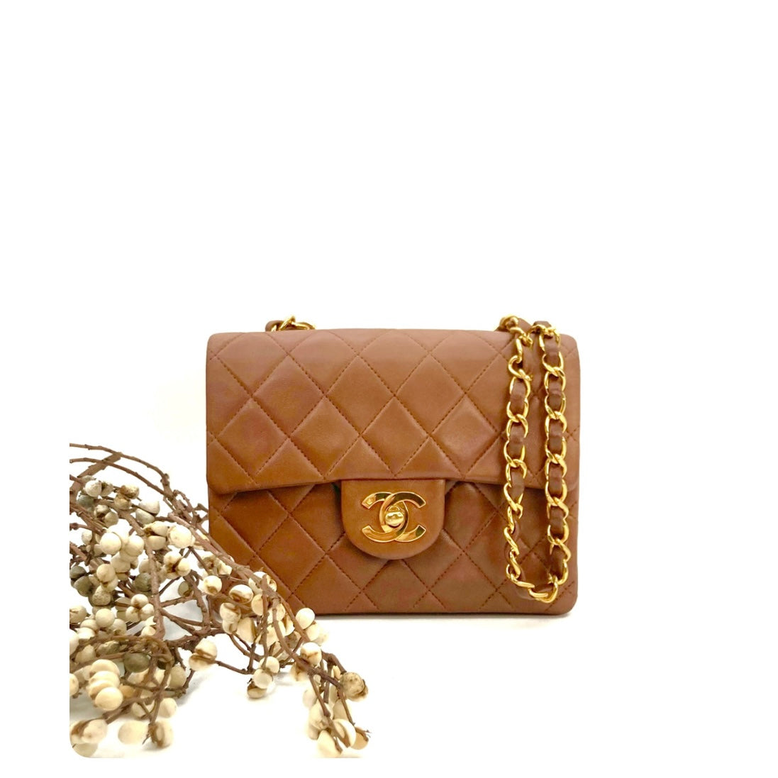 Althea, 2 Series Mini Square 17cm Brown Lambskin with seal only