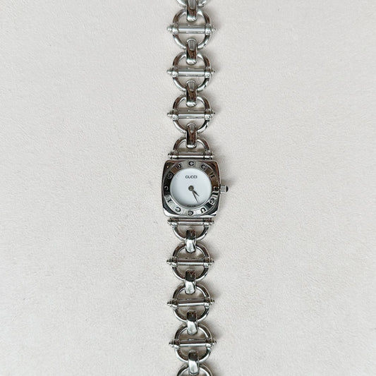 F - GUCCI2 - Gucci Horsebite 6400L 0084075 SS QZ White