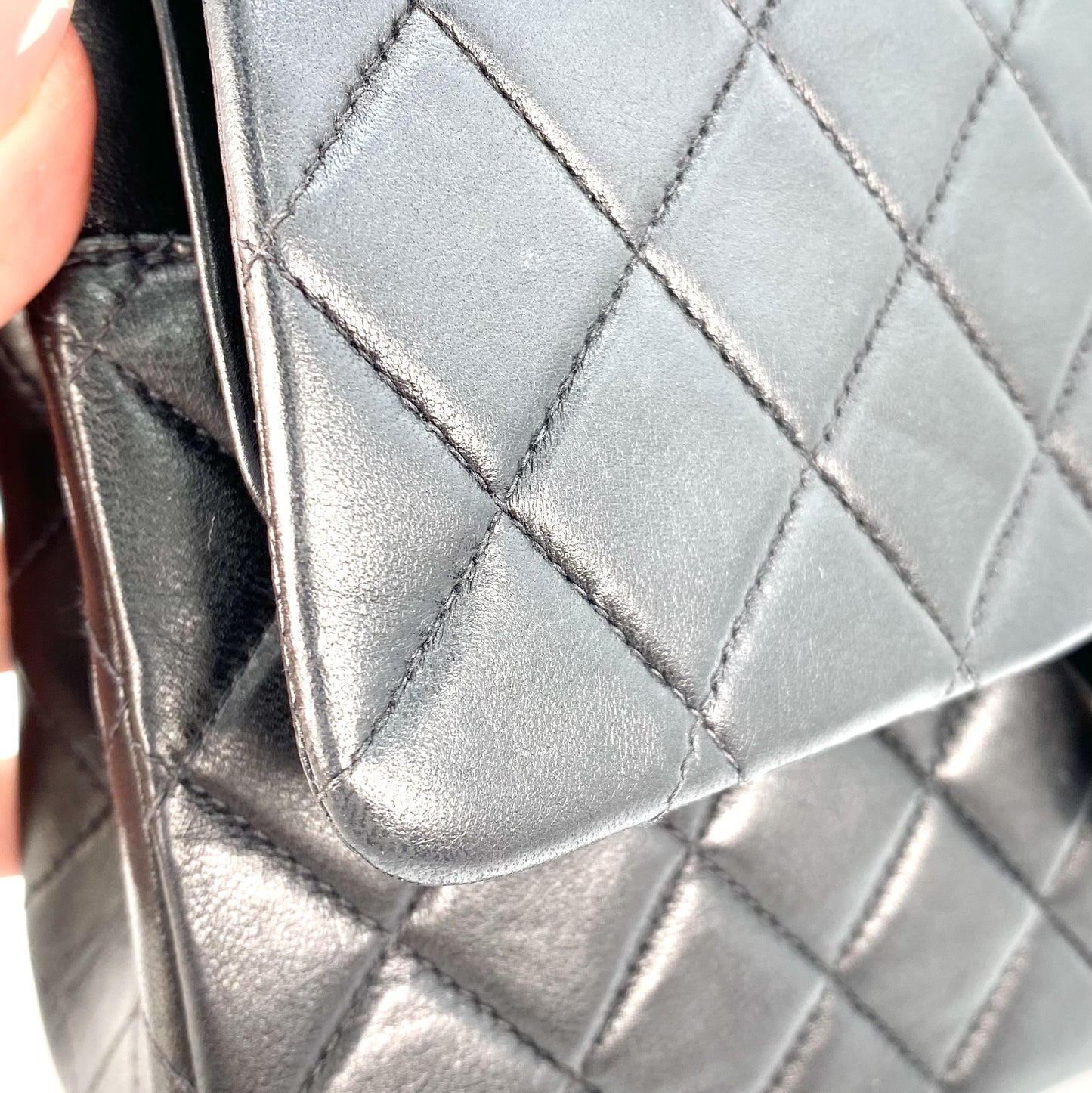 Virly, 7 Series Medium Classic Flap Black Lambskin Silver Hardware with seal and card